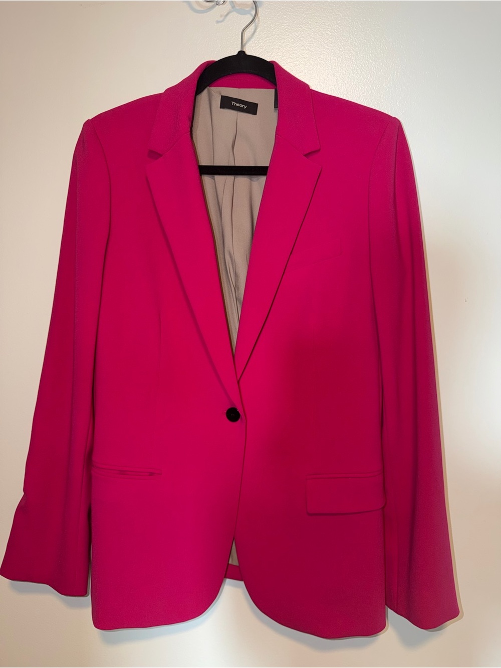 Theory Staple Blazer Admiral Crepe Hot Pink Size 8 Single Button